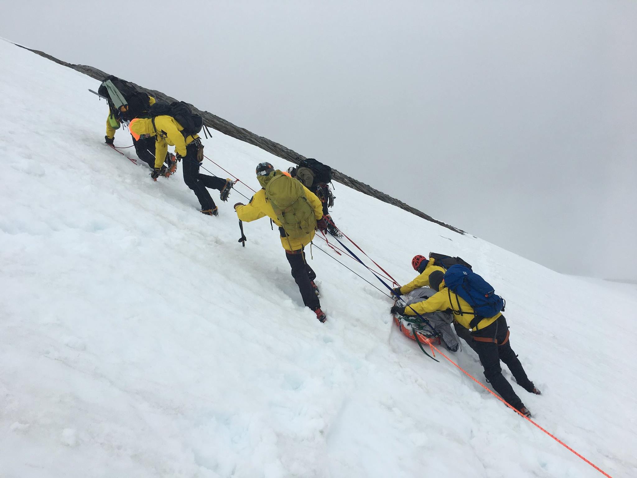 Mountain rescue team in action